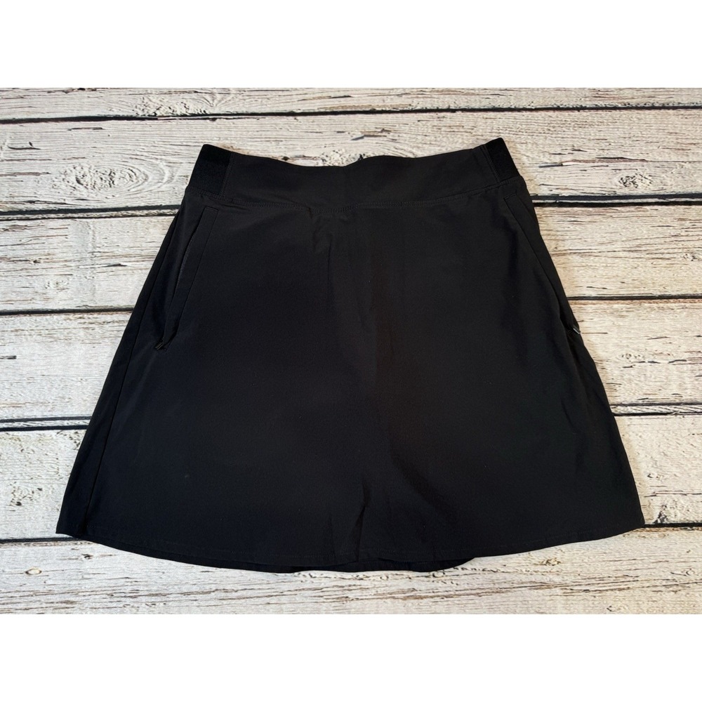 Athleta Womens Sz 4 Black Athletic Skort Skirt‎ Quick Dry Zip Pockets